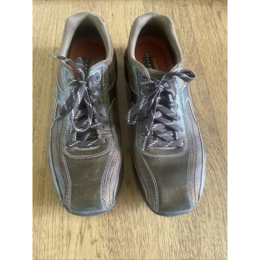 Mens Leather Sketchers Lace Up Casual Shoes Size 13